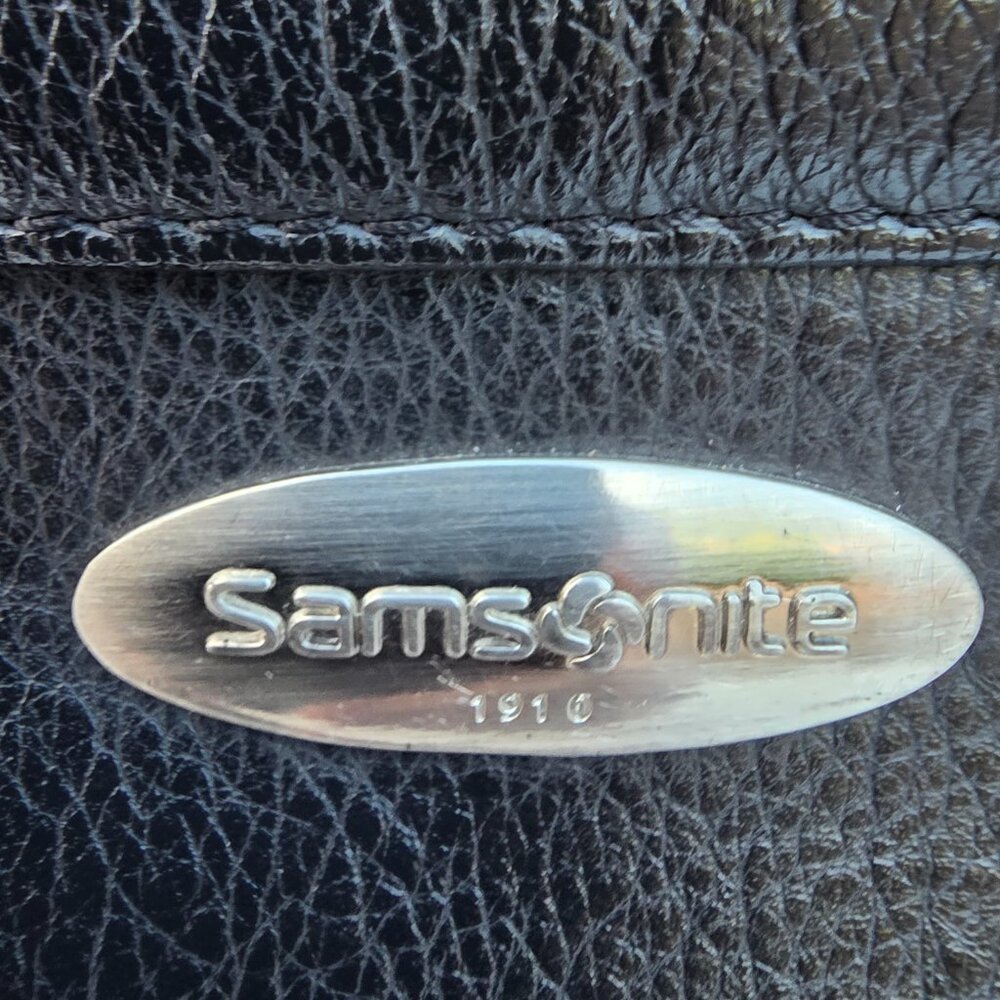 Samsonite LArge Black Leather Expandable Laptop Briefcase  With Strap - Picture 4 of 9